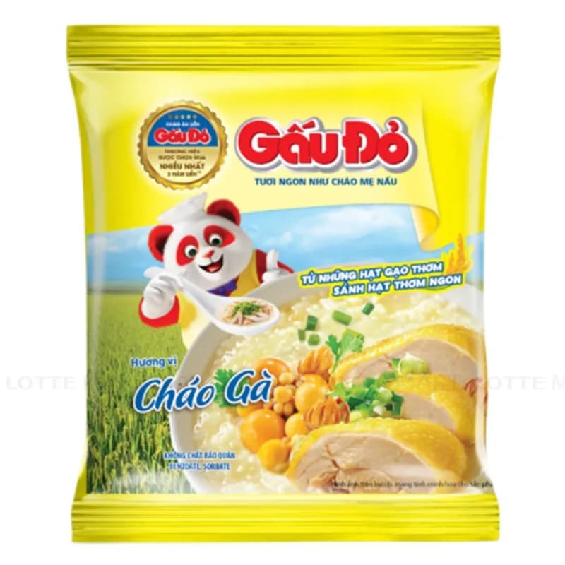 Cháo gà gấu đỏ